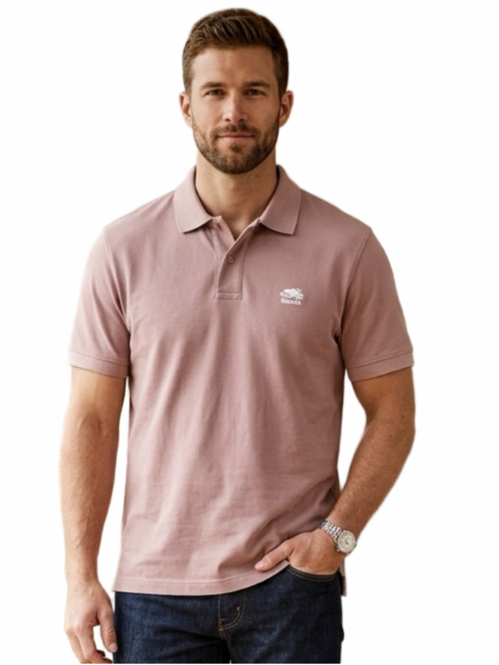 Men's Roots Polo Shirt XL Pink. 2050